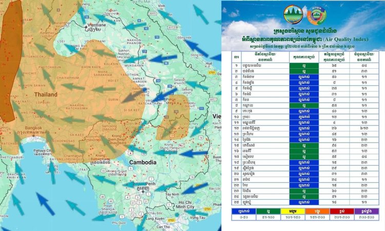 គុណភាព​ខ្យល់​សម្រាប់​ថ្ងៃទី១៧​នេះ ត្រូវ​បាន​ក្រសួងបរិស្ថាន​ថា ​មានគុណភាព​ខ្យល់​ល្អ​